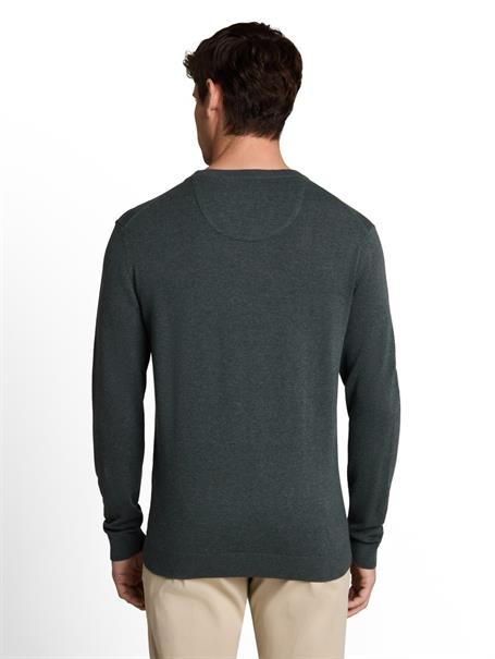 Basic Strickpullover aus Baumwolle darkest olive melange