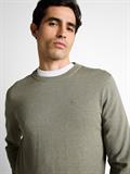 Basic Strickpullover aus Baumwolle greyish shadow olive melange