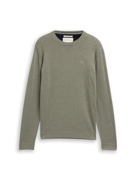 Basic Strickpullover aus Baumwolle greyish shadow olive melange
