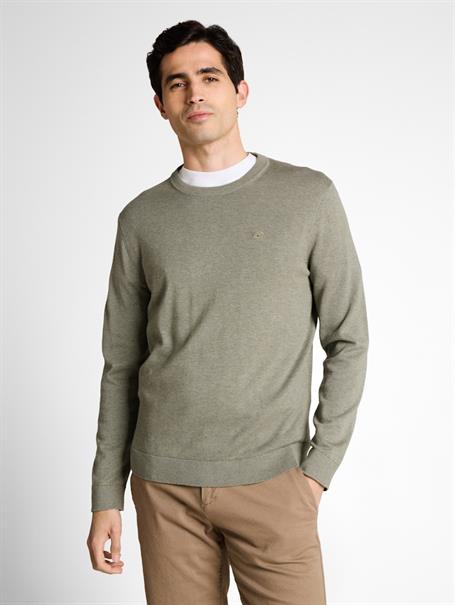 Basic Strickpullover aus Baumwolle greyish shadow olive melange