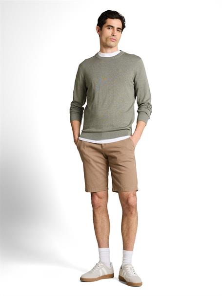 Basic Strickpullover aus Baumwolle greyish shadow olive melange