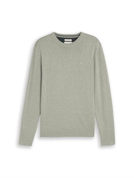 Basic Strickpullover aus Baumwolle iron mint melange