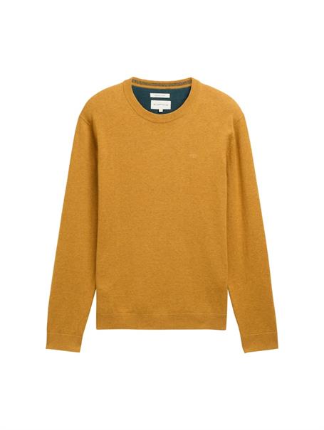 Basic Strickpullover aus Baumwolle mustard melange