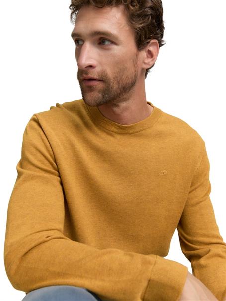 Basic Strickpullover aus Baumwolle mustard melange