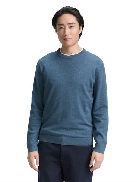 Basic Strickpullover aus Baumwolle real teal melange
