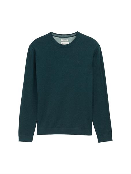 Basic Strickpullover aus Baumwolle sapphire green melange