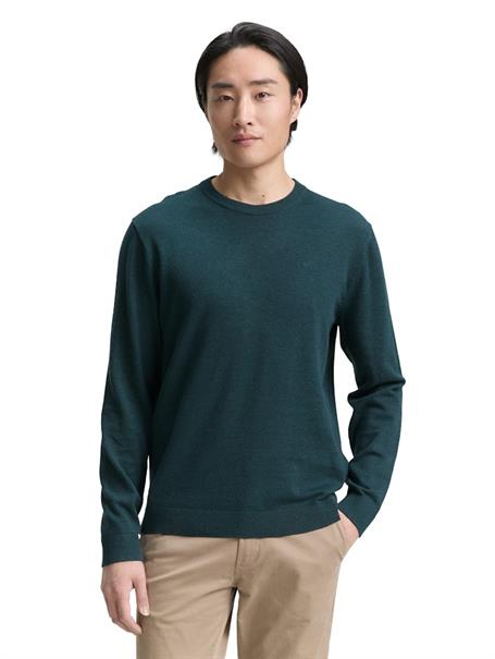 Basic Strickpullover aus Baumwolle sapphire green melange