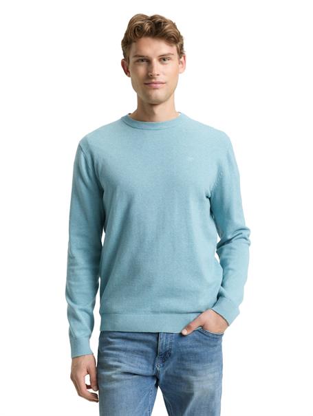 Basic Strickpullover aus Baumwolle tourmaline melange