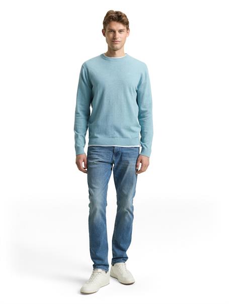 Basic Strickpullover aus Baumwolle tourmaline melange