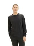 Basic Strickpullover black grey melange