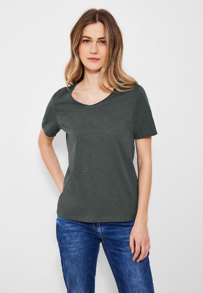 bequem Basic T-Shirt kaufen Damen online white Cecil in vanilla bei T-Shirt Unifarbe