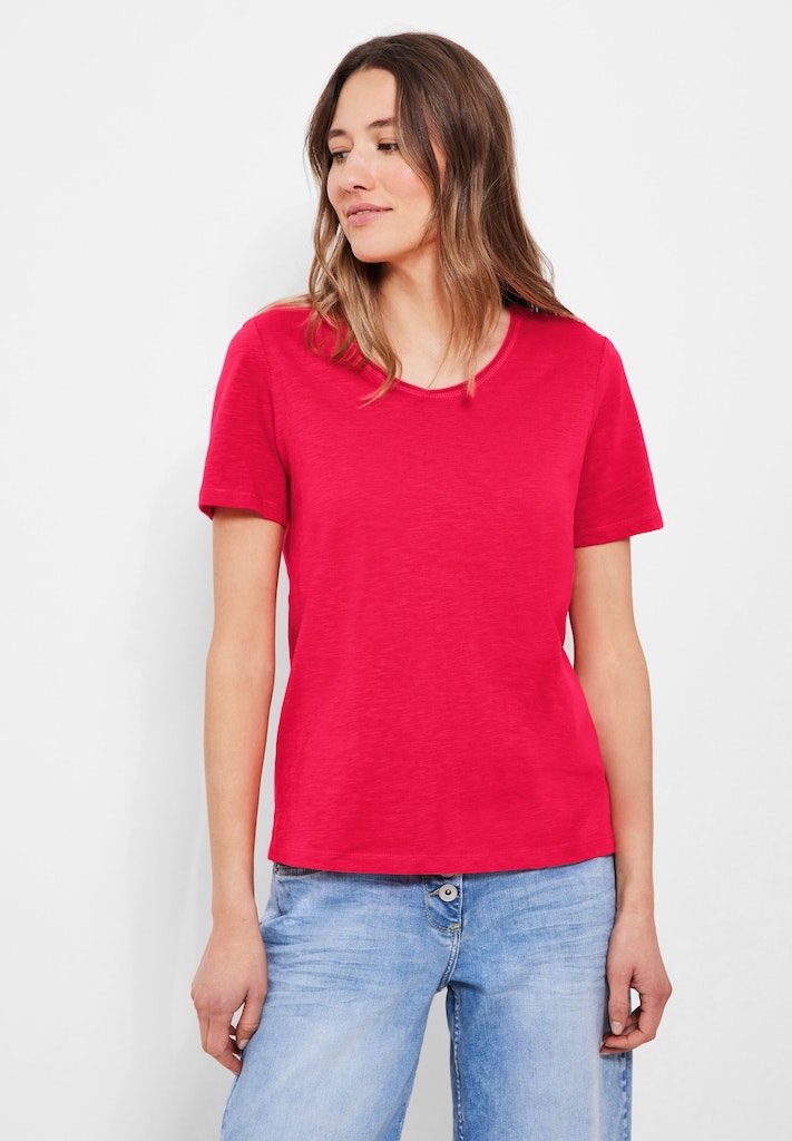 T-Shirt T-Shirt online Unifarbe vanilla white Cecil kaufen in bei bequem Damen Basic