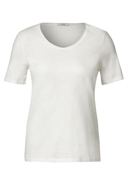 Basic T-Shirt in Unifarbe vanilla white