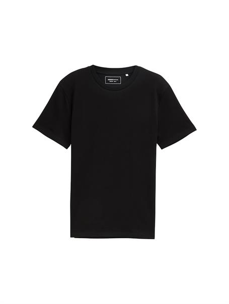 Basic T-Shirt in Waffelstruktur black