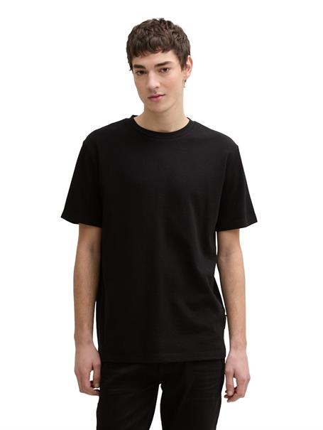Basic T-Shirt in Waffelstruktur black