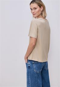 Basic T-Shirt mit Dropped Shoulders cotton beige