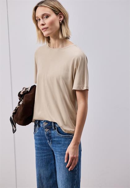 Basic T-Shirt mit Dropped Shoulders cotton beige