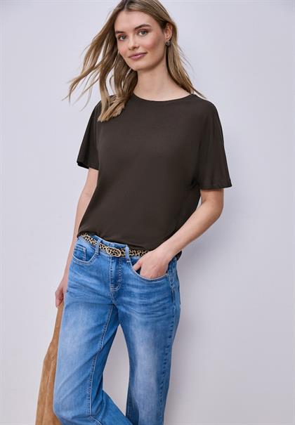 Basic T-Shirt mit Dropped Shoulders espresso brown