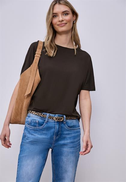 Basic T-Shirt mit Dropped Shoulders espresso brown