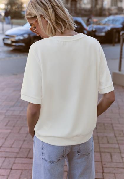 Basic T-Shirt mit Kurzarm und Rundhals off white