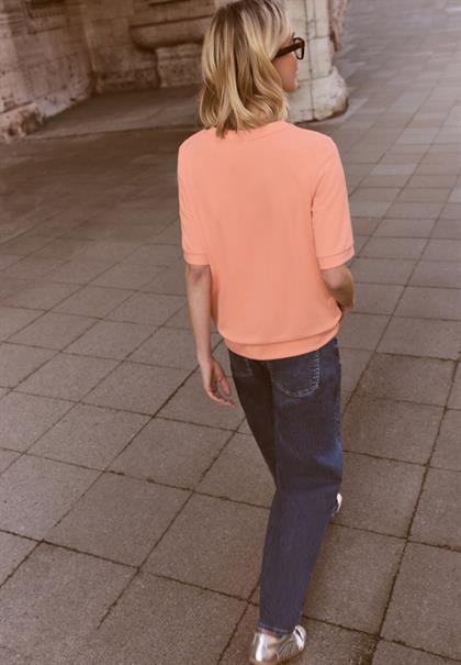 Basic T-Shirt mit Kurzarm und Rundhals soft tangurine