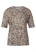 Basic T-Shirt mit Leo-Muster creamy brown