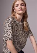 Basic T-Shirt mit Leo-Muster creamy brown