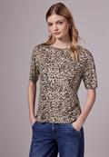 Basic T-Shirt mit Leo-Muster creamy brown