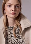 Basic T-Shirt mit Leo-Muster creamy brown