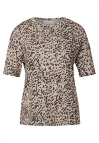 Basic T-Shirt mit Leo-Muster creamy brown
