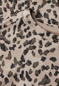 Basic T-Shirt mit Leo-Muster creamy brown