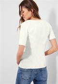 Basic T-Shirt mit Rundhals in Unifarbe vanilla white