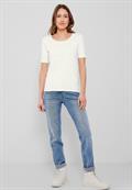 Basic T-Shirt mit Rundhals in Unifarbe vanilla white