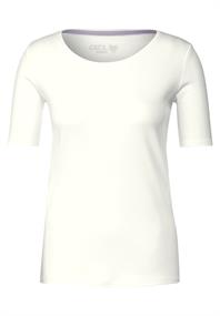Basic T-Shirt mit Rundhals in Unifarbe vanilla white