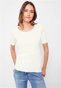 Basic T-Shirt mit Rundhals in Unifarbe vanilla white