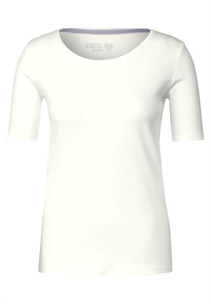 Basic T-Shirt mit Rundhals in Unifarbe vanilla white