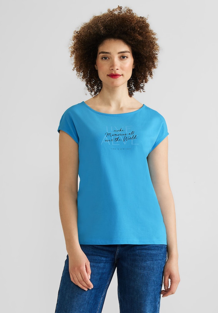 Street One Damen T-Shirt mit online bequem blue Basic T-Shirt kaufen bei splash Wording