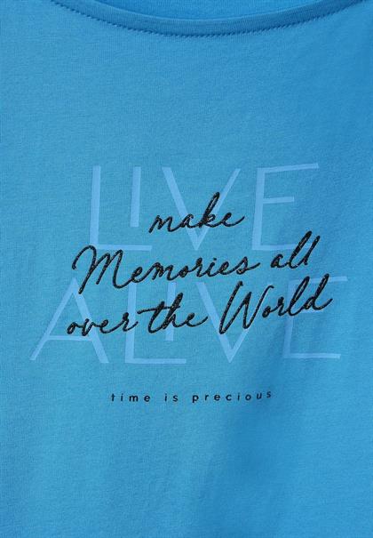 Basic T-Shirt mit Wording splash blue