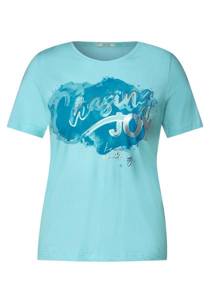 Basicshirt mit Frontprint clary mint