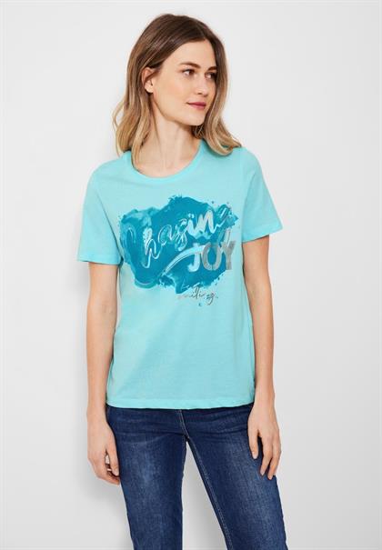 Basicshirt mit Frontprint clary mint