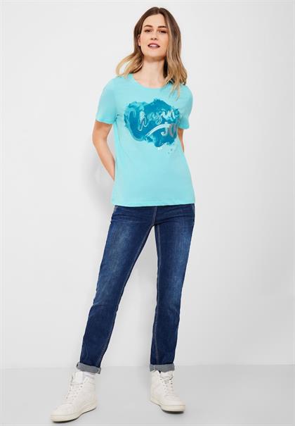 Basicshirt mit Frontprint clary mint