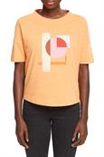 Baumwoll-T-Shirt mit geometrischem Print golden orange