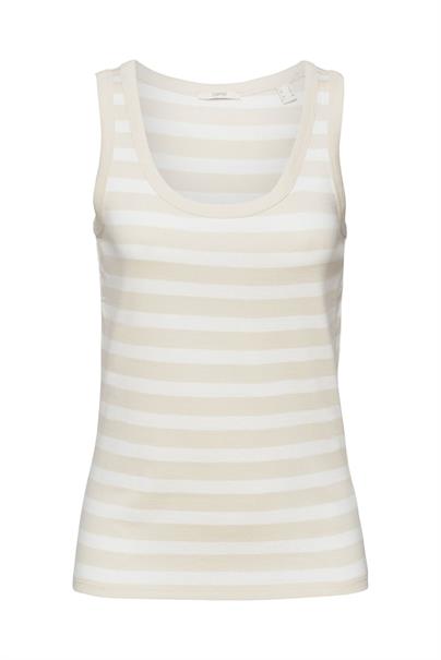 Baumwoll-Tanktop mit Streifen light taupe