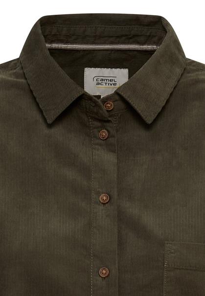 Baumwollbluse mit Brusttasche dark olive