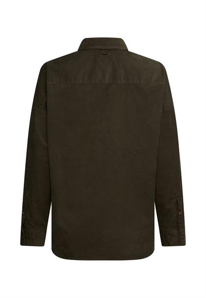 Baumwollbluse mit Brusttasche dark olive