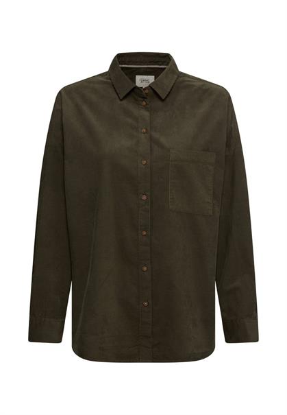 Baumwollbluse mit Brusttasche dark olive
