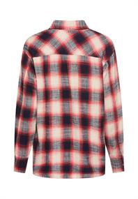 Baumwollbluse mit Brusttasche flame check