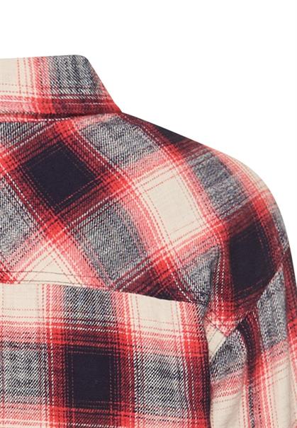 Baumwollbluse mit Brusttasche flame check