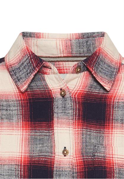 Baumwollbluse mit Brusttasche flame check