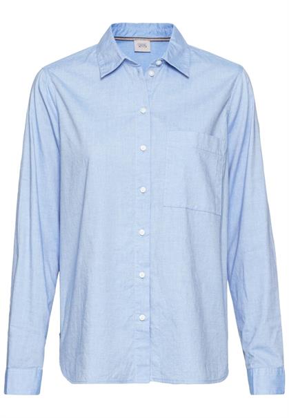 Baumwollbluse mit Brusttasche light blue